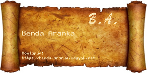 Benda Aranka névjegykártya